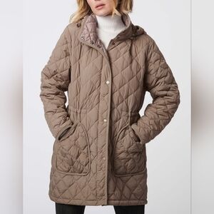 Bernardo All Day Flair Quilted Puffer Jacket Dusty Taupe Size S